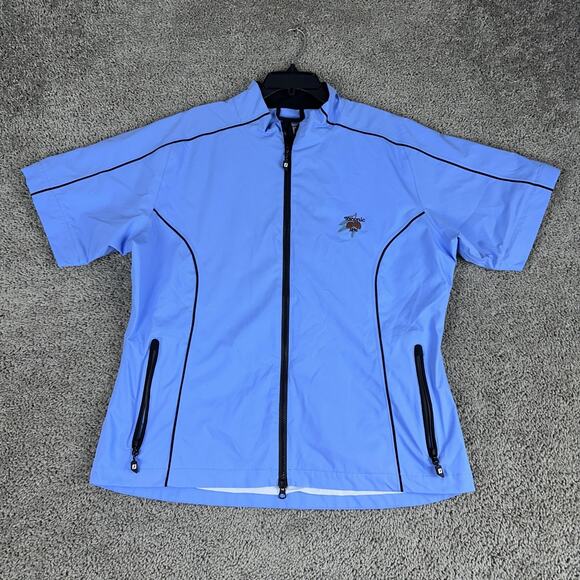 FootJoy DryJoys Jacket Womens XL Blue Short Sleeve Golf Rain Waterproof Zip Tec - Picture 1 of 12